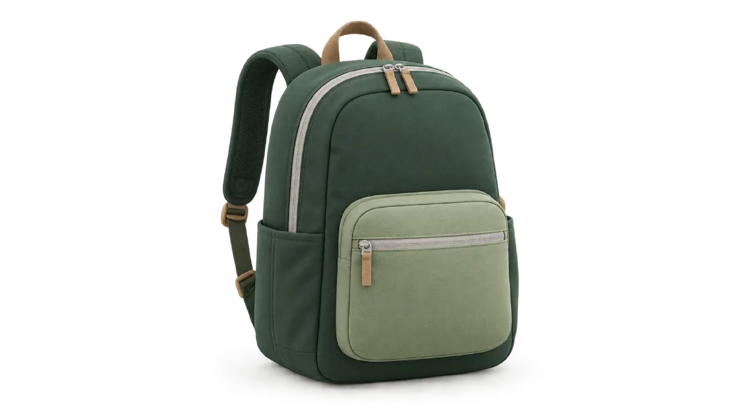 Green travel backpack generated from the prompt
