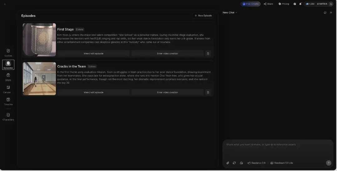 Episodes page