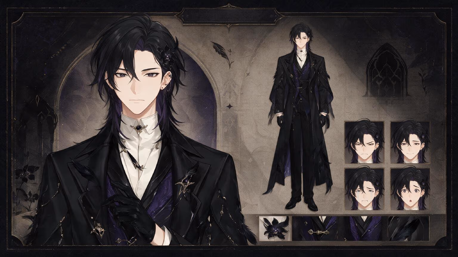 Male VTuber Model | Live2D Character Sheet template preview