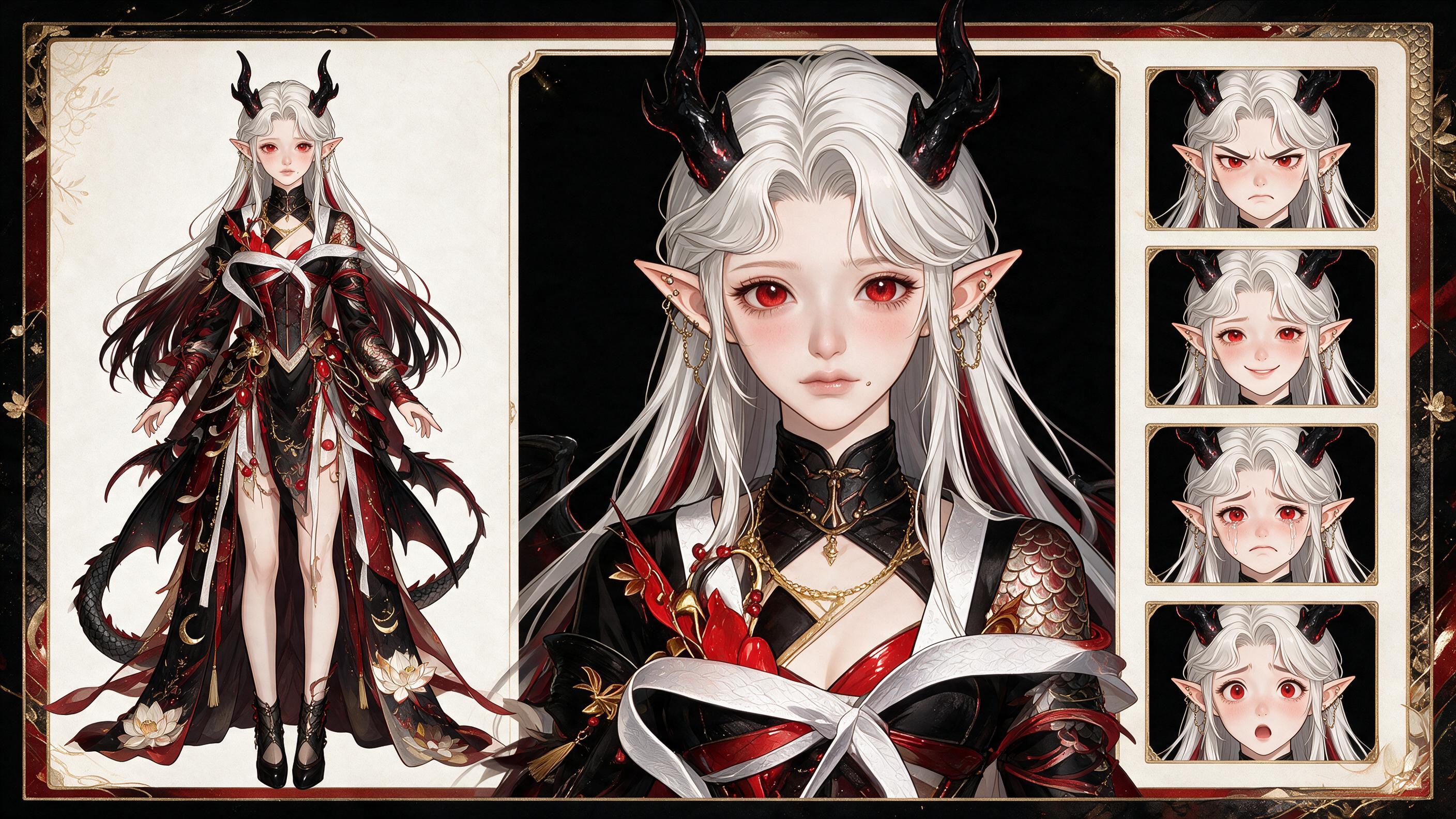 Dragon VTuber Character Sheet | Live2D Model Maker template preview