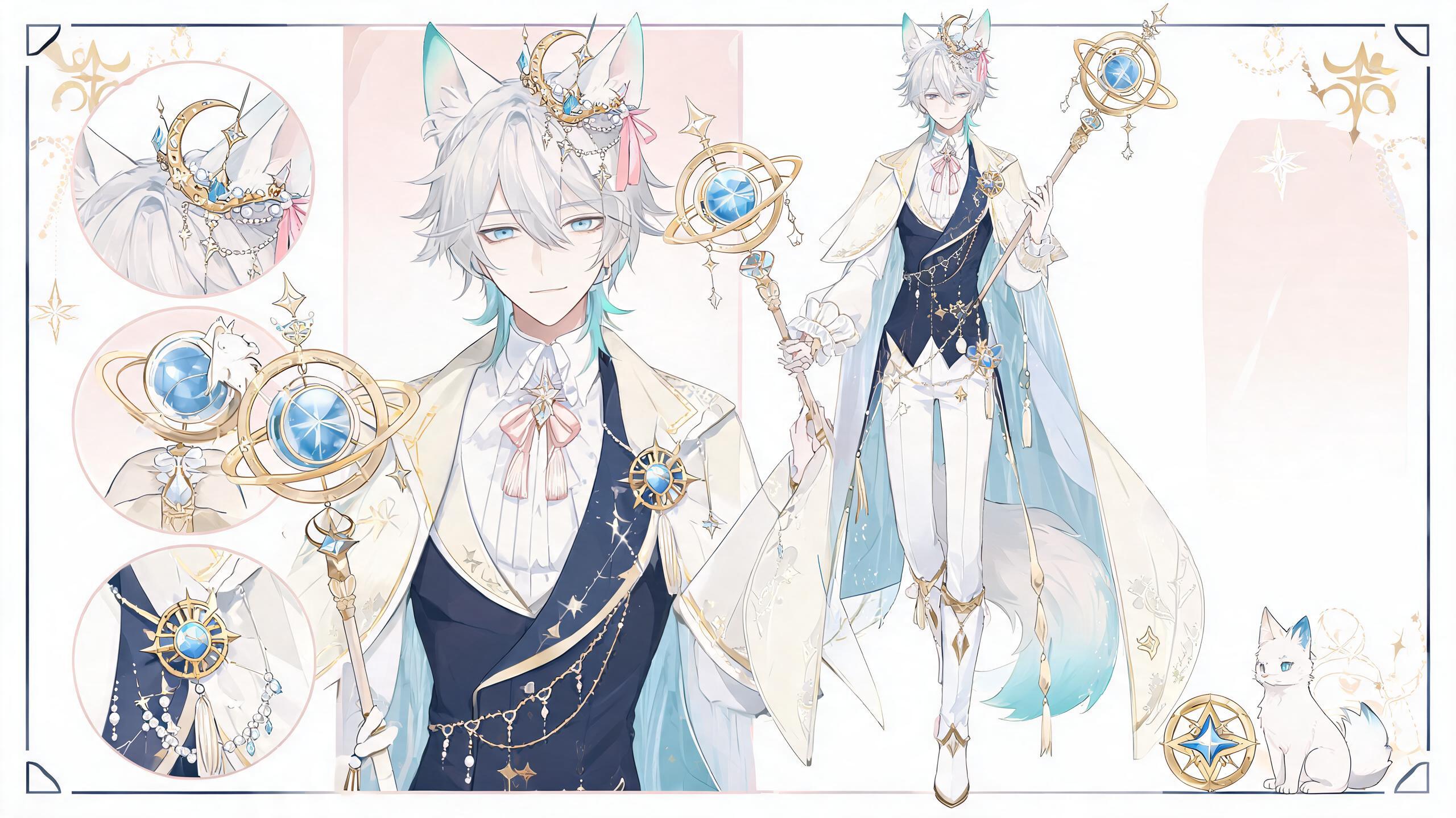Free Fox VTuber Model | Live2D Character Sheet template preview