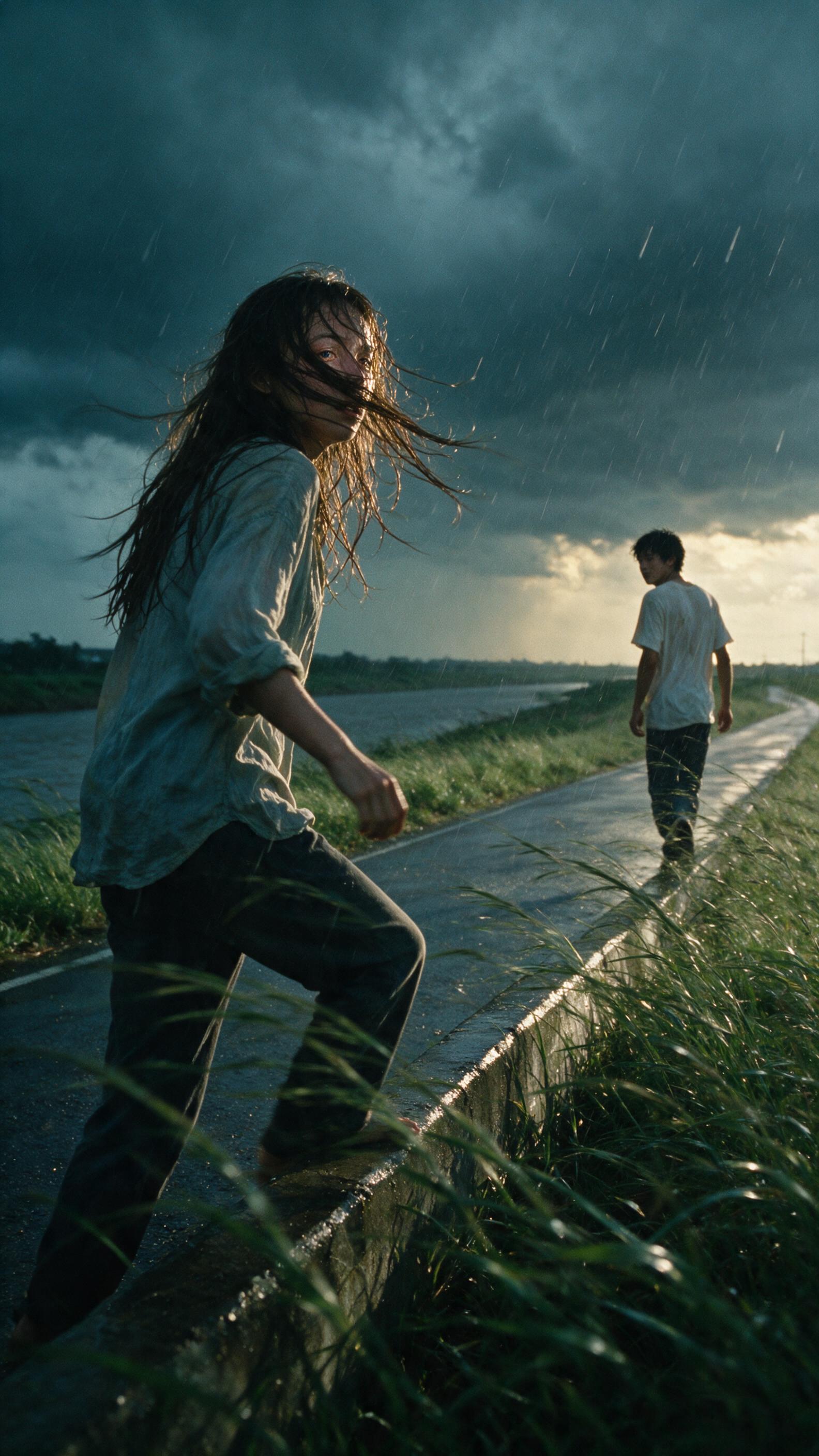 Summer River Embankment Film Still AI Image Template template preview