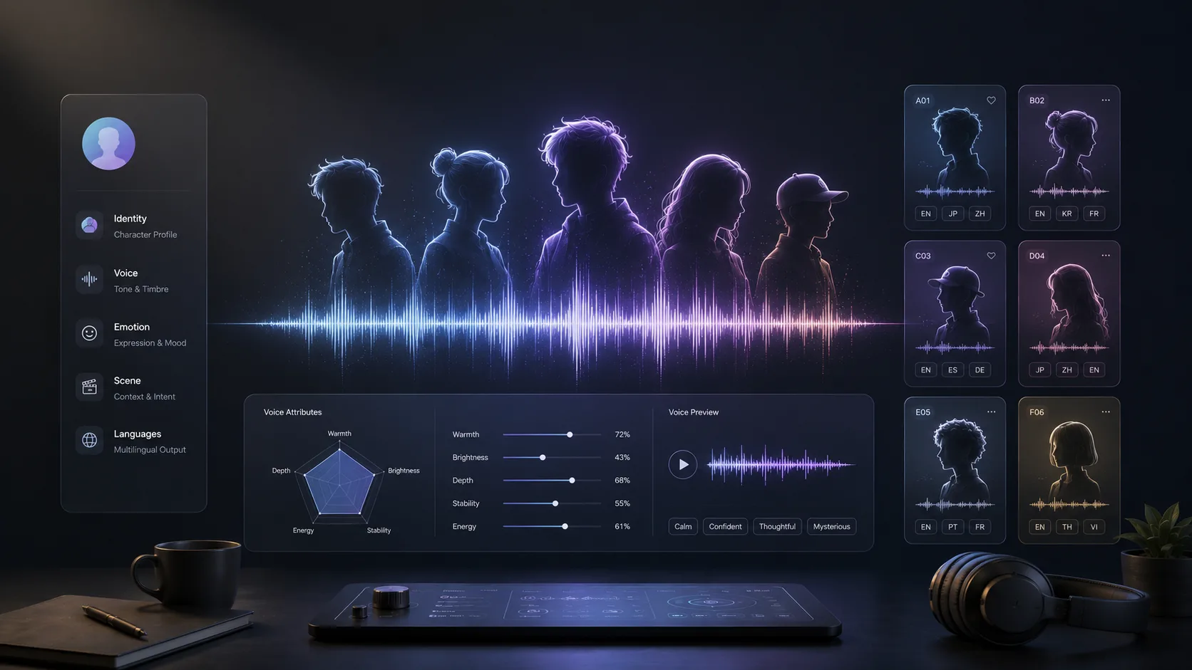 How to Sculpt an AI Character Voice: 20 Editable Character Card Templates